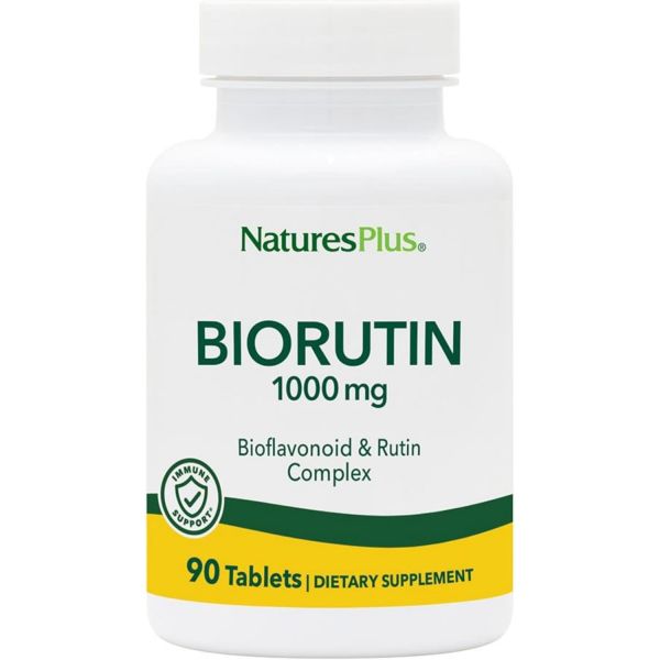 <b>NaturesPlus</b> 바이오루틴 1000mg 90정 바이오플라보노이드 루틴 복합체 <b>혈관</b> 순환 글루텐 프리 90인분