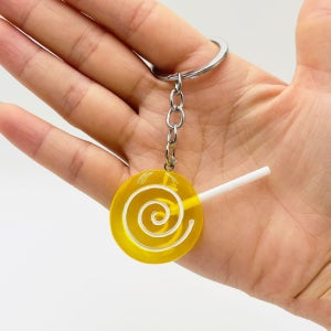 롤리팝 사탕 키링 열쇠고리 핸드백 장식 키체인 노랑