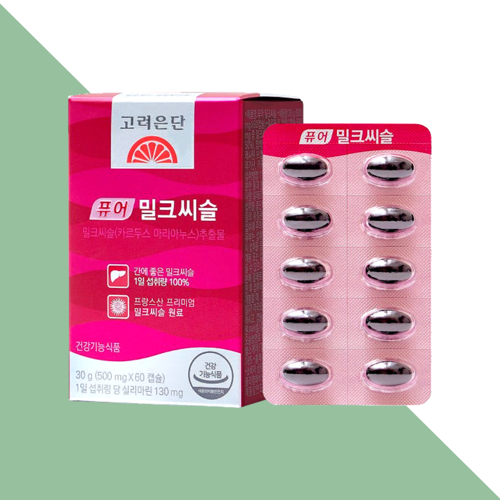 <b>고려은단</b> 퓨어 <b>밀크</b>씨슬 간기능개선제 간영양제 60정X1박스