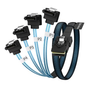 Mini SAS SFF-8087 TO 4/SATA3 기역자형 케이블50cm - 4분배 변환 사타케이블(대량 주문제작 가능)
