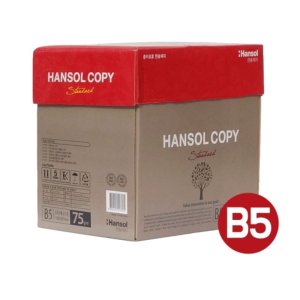 한솔카피 B5 사이즈 크기 복사용지 2500매 75g 화이트 인쇄 용지 고급 1박스 도매