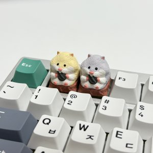 귀여운 햄스터 입체 키캡 기계식 키보드 아티산 포인트키캡 (옐로우/퍼플)