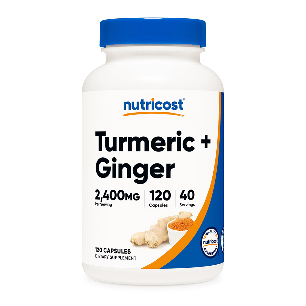 뉴트리코스트 <b>터메릭</b> + 진저 강황 생강 커큐민 진제놀 진저롤 2400mg 120캡슐 1병