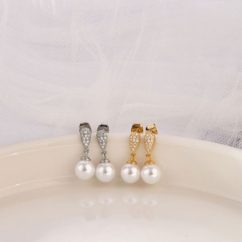 오스트리아 진주 귀걸이 시뮬레이트 다이아 큐빅 데일리 패션