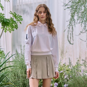 [챌린저] 여성 트리코트 카라넥 긴팔티셔츠 화이트