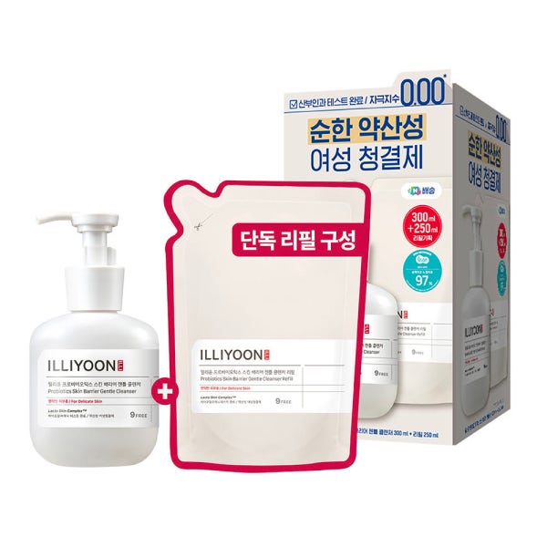 일리윤 프로바이오틱스 젠틀클렌저 저자극 약산성 여성청결제 300ml+250ml리필