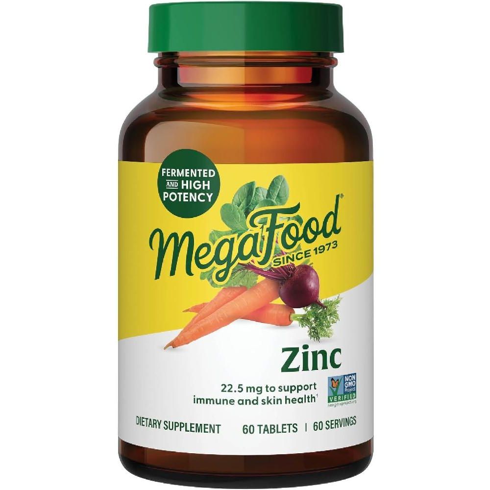 MegaFood <b>아연</b> 보충제 - 22.5mg의 면역 지원 푸드로 제조 글루텐 프리 코셔 60정 60회 60 카운트(1팩)