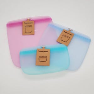 (무료배송)타파웨어 실리콘백 3인조세트 슬림 지퍼백 냉장냉동용기 전자레인지 오븐 방수