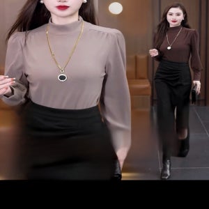 여성용 드랄론 벌룬소매 반폴라 이너티 여성 반폴라니트 반폴라 맨투맨 여성 반폴라니트 루즈핏 기질 통근M-XL