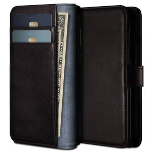 수제 천연 소 가죽 지갑 다이어리 케이스 다크브라운, 아이폰X-XS 공용