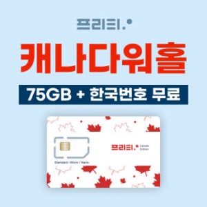 75GB 월$35 한국번호 문자 국제전화무료 Telus 5G 유학생 워홀 장기출장 캐나다