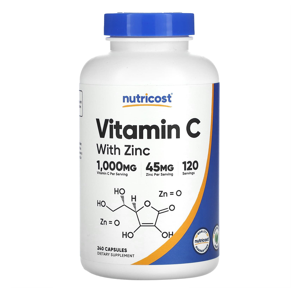 <b>Nutricost 아연</b> 함유 비타민C 캡슐 240정