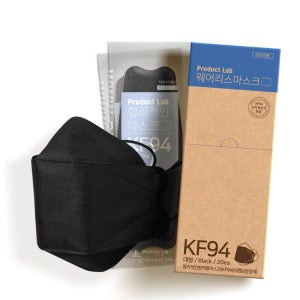 미라클하우스 웨어리스 KF94 마스크 블랙 대형 20매X5박스 100매 550831
