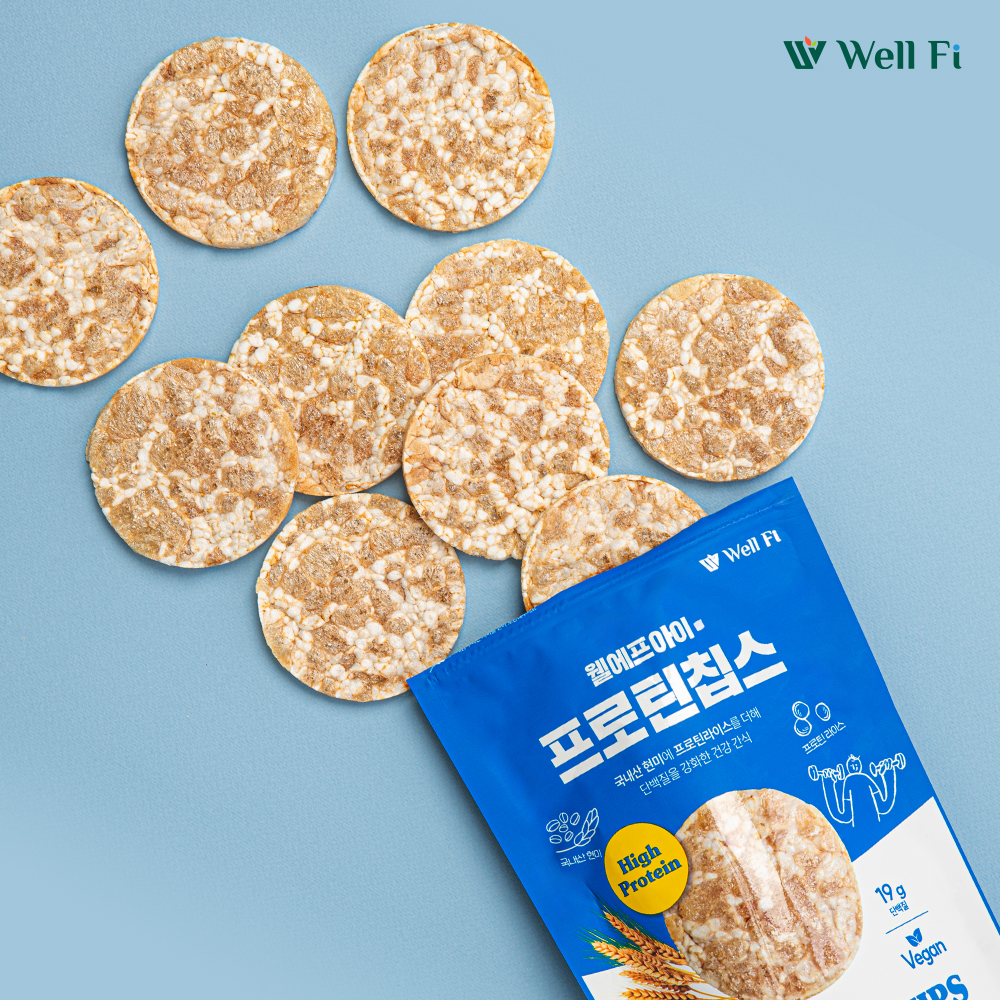 구워만든 고단백 프로틴칩스 90g 구운 현미 뻥튀기 단백질과자 어르신 부모님 무설탕 간식