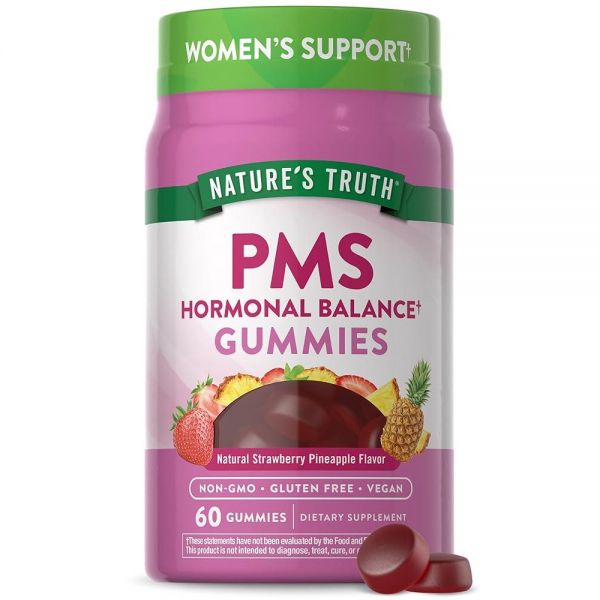 네이처<b>트루</b> PMS <b>여성용</b> 호르몬 균형 지원 젤리 | 60개 비건 GMO 프리 및 글루텐 보충제
