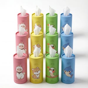 휴대용 캔 티슈 여행용 미니 포켓 비염 홀더 휴지 50매, 12팩