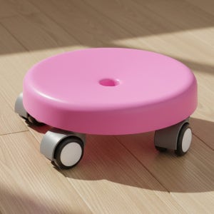 바퀴달린의자 낮은 미니 등받이없는 이동 둥근 원형 이동식 작업의자 핑크