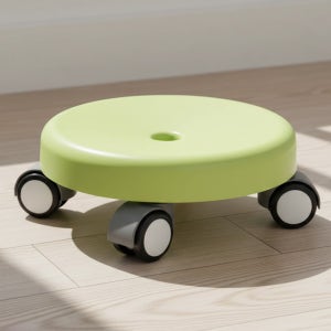 바퀴달린의자 낮은 미니 등받이없는 이동 둥근 원형 이동식 작업의자 그린