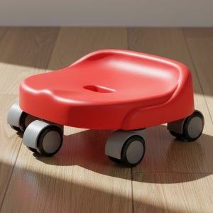 바퀴달린의자 낮은 미니 등받이없는 이동 둥근 원형 이동식 작업의자 스마트 레드