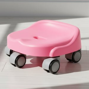 바퀴달린의자 낮은 미니 등받이없는 이동 둥근 원형 이동식 작업의자 스마트 핑크