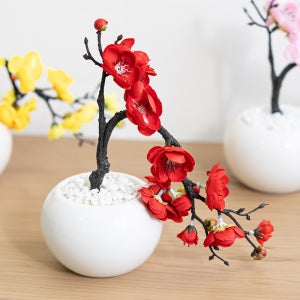매화 조화 화분 달항아리 set 21x22cm 4컬러 인테리어 꽃 테이블 장식 소품 꾸미기