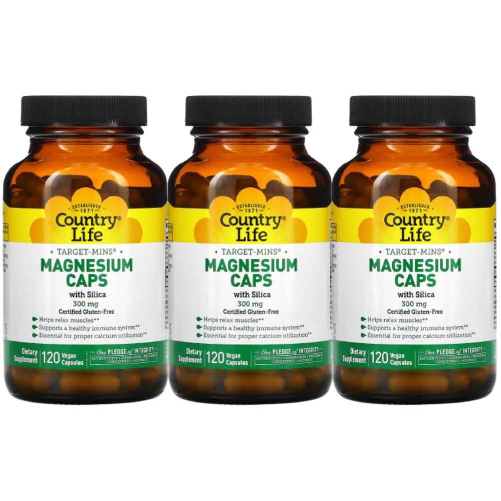 컨트리라이프 마그네슘 캡스 <b>Magnesium Caps 300mg</b> 120정 3개