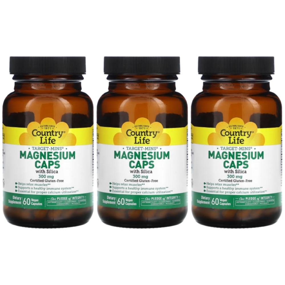 컨트리라이프 마그네슘 캡스 <b>Magnesium Caps 300mg</b> 60정 3개