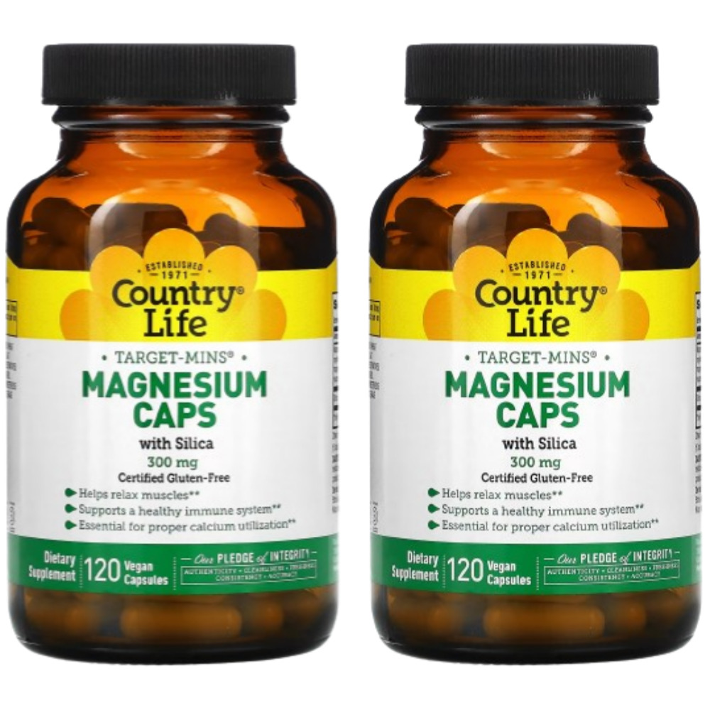 컨트리라이프 마그네슘 캡스 <b>Magnesium Caps 300mg</b> 120정 2개