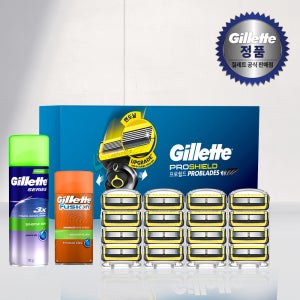 [추가적립]질레트 2024 프로쉴드 옐로우 면도날 16입+시리즈젤 195g+하이드라젤 70g