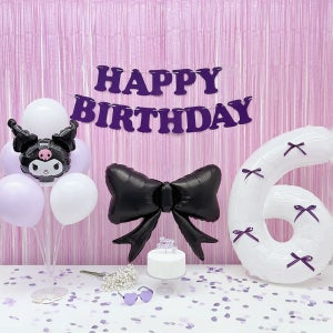 파티아일랜드 HBD 쿠로미 리본 파티 세트 6 산리오 아이 생일 풍선