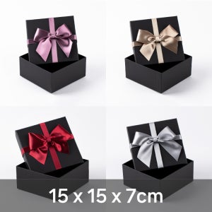 고급 리본 싸바리박스 블랙 4종 (15x15x7cm) 정사각형 하드케이스 선물상자