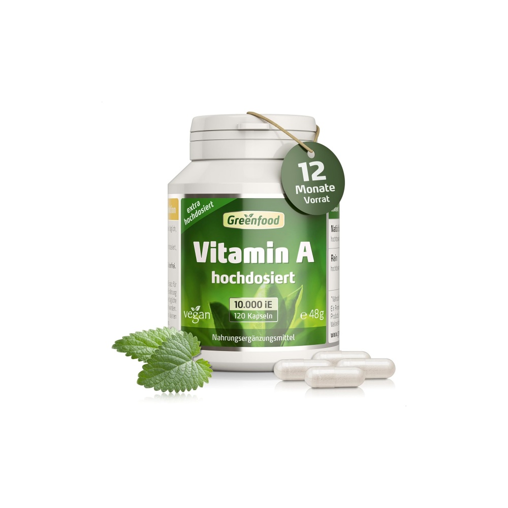 <b>Greenfood</b> Vegan <b>Vitamin A</b> 비건 <b>비타민 A</b> 10,000 I.E 120캡슐