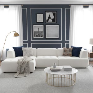 미라지가구 큐블(Cuble) 4인용 부클레 패브릭 쇼파 이지클린 발수 모듈 소파