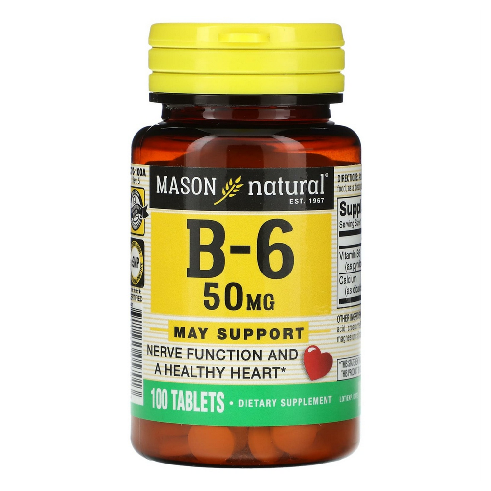 메이슨내추럴 <b>비타민B6</b> 널브펑션 50mg 100타블렛