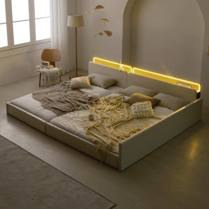 국내제작 인홈 피앙세 LED 저상형 패밀리 침대 SS+SS/SS+Q/Q+Q (매트선택)