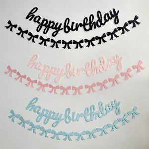 생일 파티 용품 해피벌스데이 필기체 리본 가랜드 핑크 블랙 데코 소품
