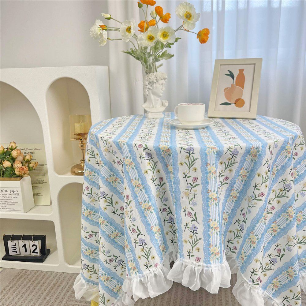 프릴 패턴 패브릭 테이블보 블루스트라이프 플라워 40x60cm