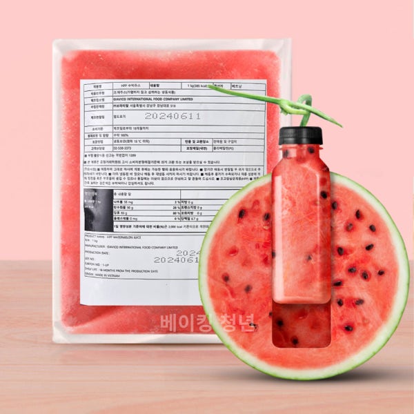 [아이스박스포함] 냉동 수박주스 1kg 땡모반 수박 100% 리얼 착즙 쥬스
