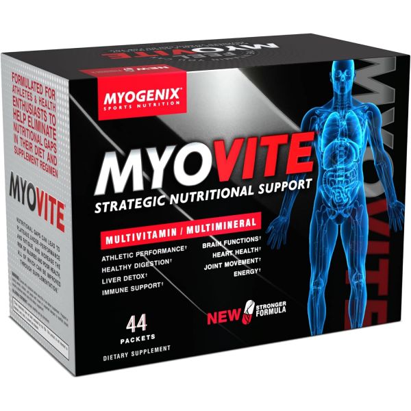 마이오제닉스 마이오바이트 운동선수 종합비타민 남녀 고성능 비타민 최적의 영양 근육 기능 일반 건강 박스당 44팩 Myogenx