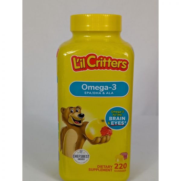 <b>릴크리터스</b> <b>LIL CRITTERS</b> 오메가 3 EPA DHA &amp; ALA 220개 젤리 두뇌 <b>눈</b> 유효기간 102025 261714