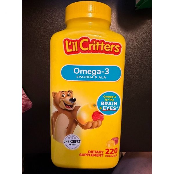 <b>릴크리터스</b> <b>LIL CRITTERS</b> 오메가 3 EPA DHA &amp; ALA 220개 젤리 두뇌 <b>눈</b> 유효기간 102025 261722