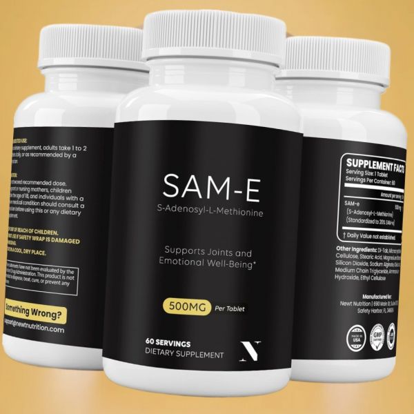 뉴트 <b>SAMeS</b><b>아데노실</b>L<b>메티오닌</b> 정제당 500mg 장용 코팅 GMO 프리 정제 60인분 신경 기능 관절 간 뇌 부스터 지원 누트로픽 미국산 미국내수용