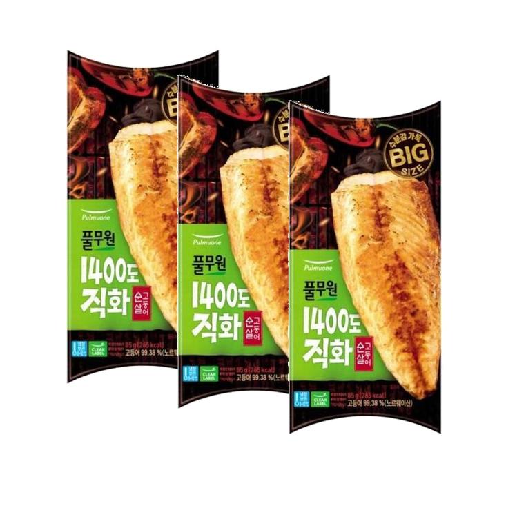 <b>풀무원</b> 1400도 직화순살<b>고등</b>어 85g 3개