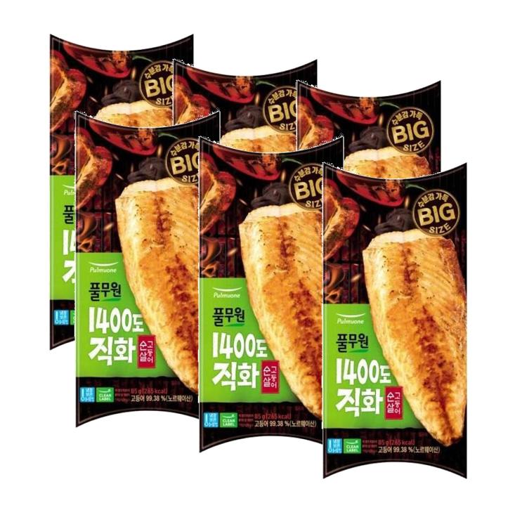 <b>풀무원</b> 1400도 직화순살<b>고등</b>어 85g 6개