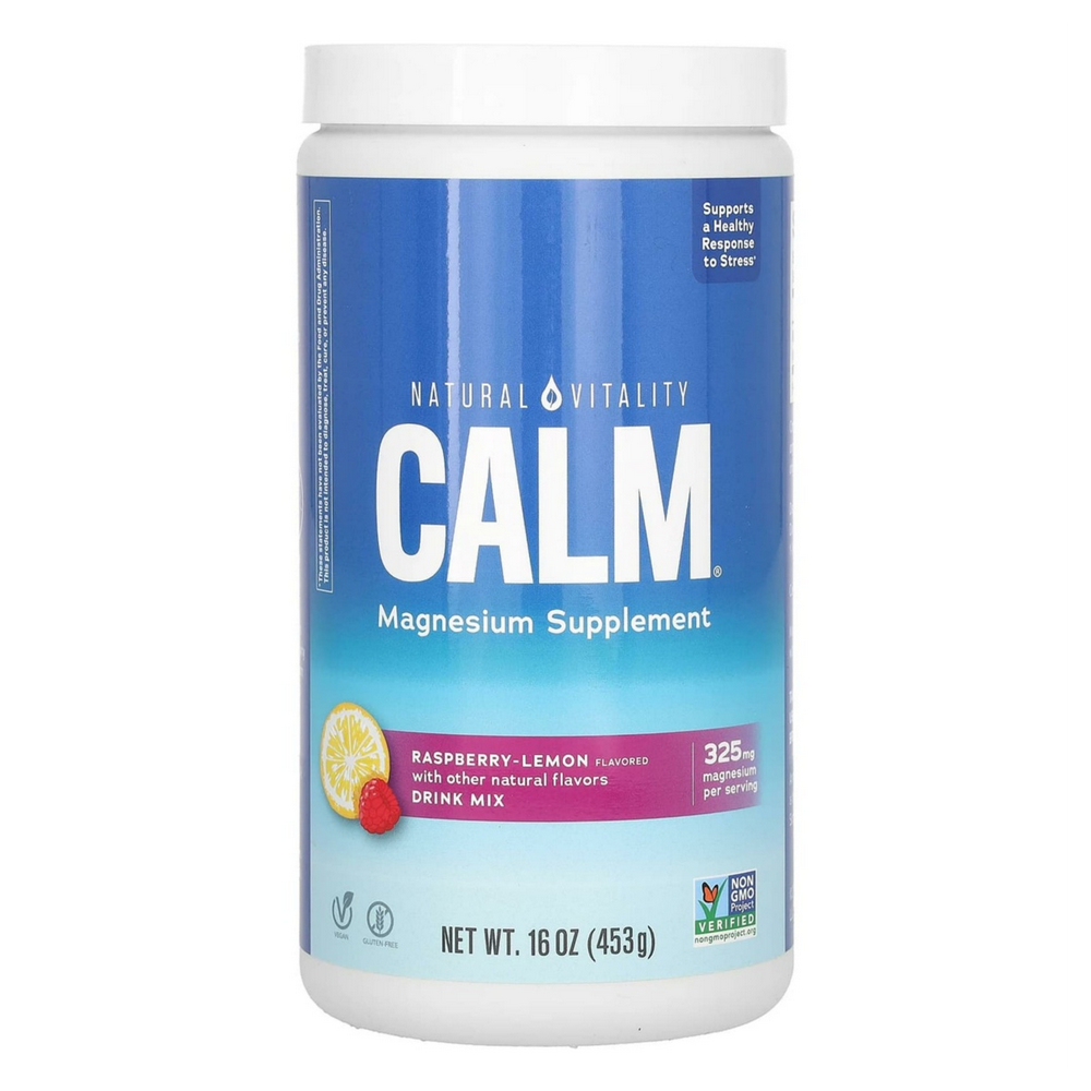 내추럴바이탈리티 <b>캄 마그네슘</b> 서플먼트 드링크믹스 <b>라즈베리 레몬</b> 16온즈 453g