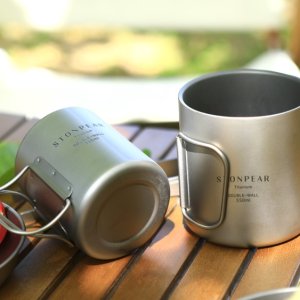 캠핑컵 티타늄 머그컵 세트 더블월 330ml 550ml 캠핑용 컵