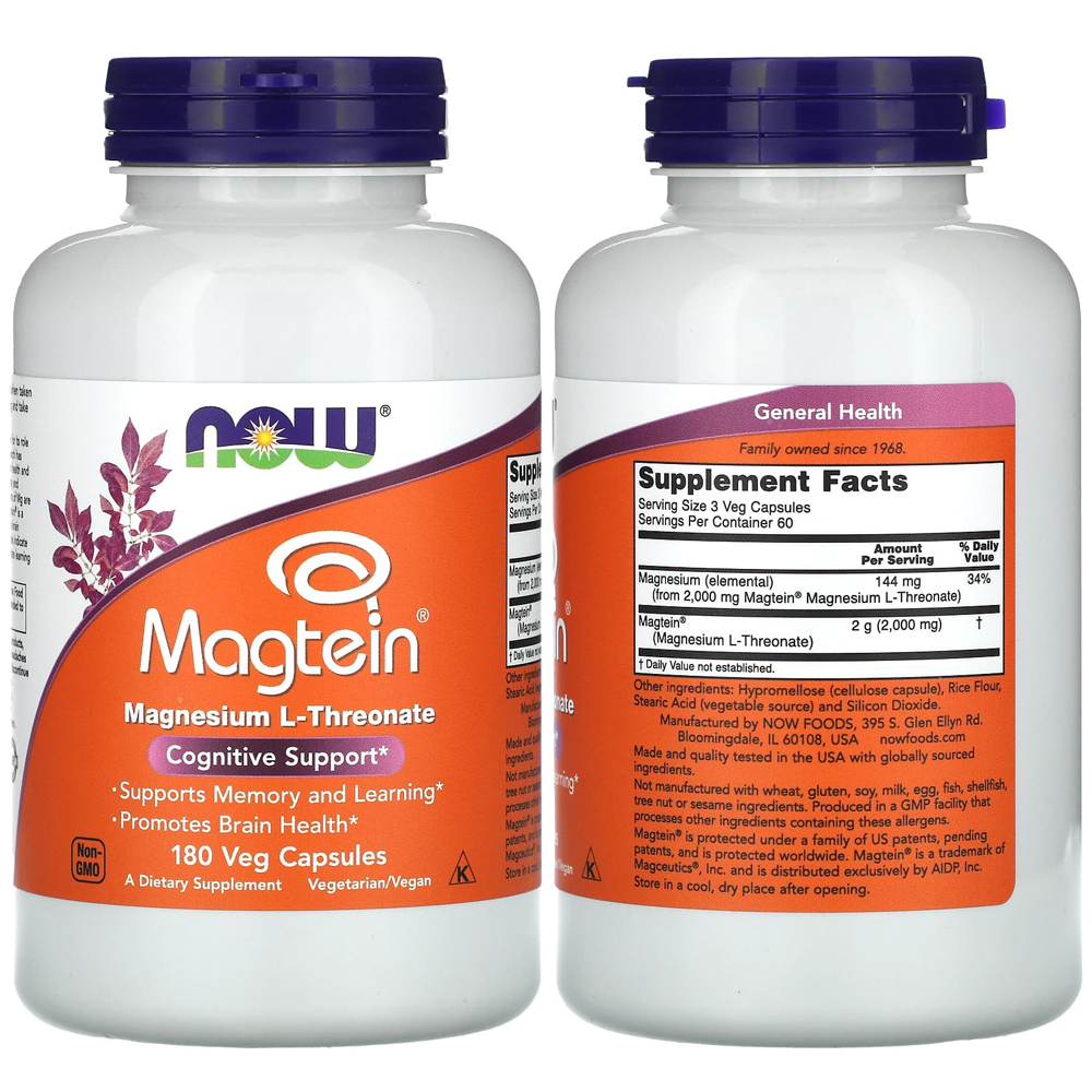 나우푸드 마그테인 트레온산 마그네슘 트레오네이트 180정