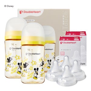 [더블하트] 3세대 디즈니젖병 240ml 미키 클래식 트윈팩(젖병2개)+젖꼭지4개