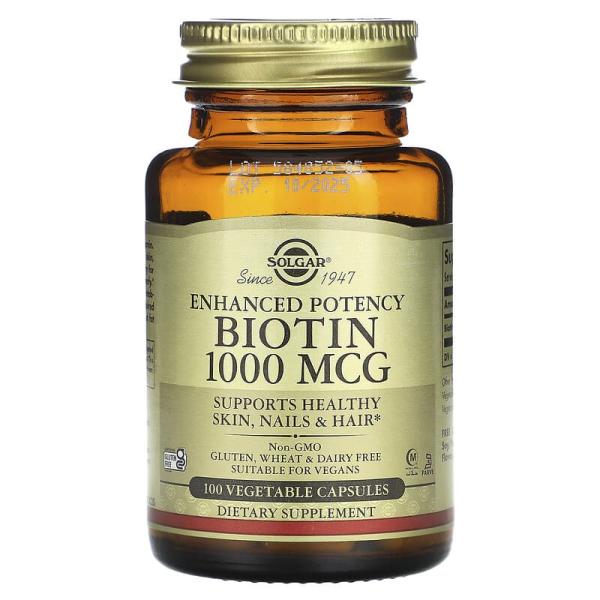 Solgar 강화된 효능 비오틴 1000mcg 베지 캡슐 100정