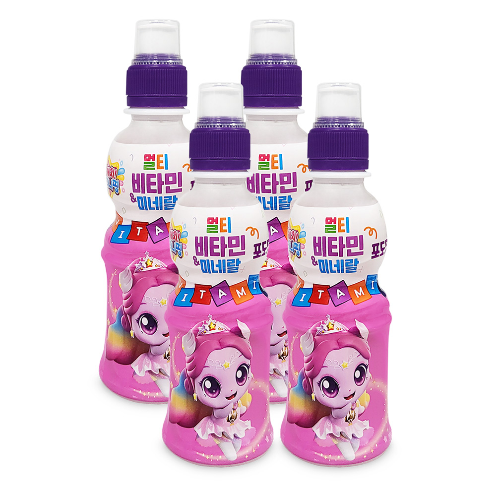 캐치티니핑 멀티비타민 미네랄 음료 어린이 간식 오로라핑 왕자핑 포도, 200ml, 4개
